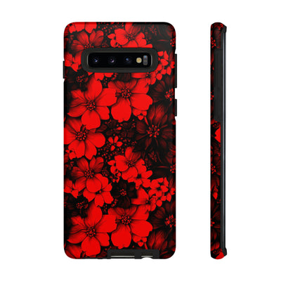 Cute Samsung Phone Case | Aesthetic Samsung Phone Case | Galaxy S23, S22, S21, S20 | Red Black Flowers, Protective Phone Case
