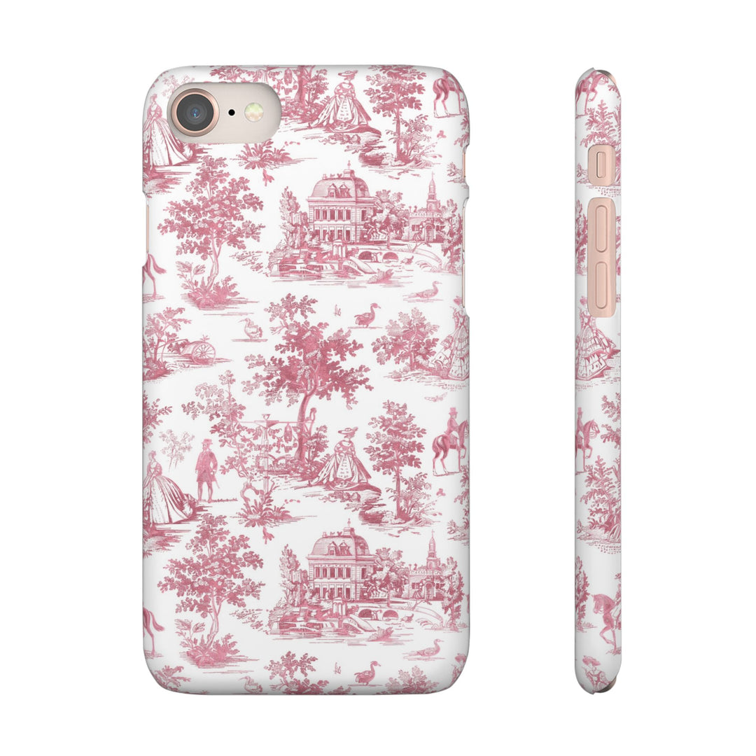Sleek Snap Pink French Toile Cute Phone Case for iPhone 16 15 14 13 12 11 X Xs Max Xr Pro Plus Samsung Galaxy S24 S23 S22 S21 S20 Note Ultra