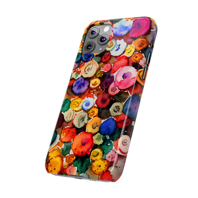 Slim Cute Phone Cases for Iphone  | iPhone 15 Case | iPhone 15 Pro Max Case, Iphone 14, Iphone 14 Pro Max, Iphone 13, Colorful Buttons Abstract