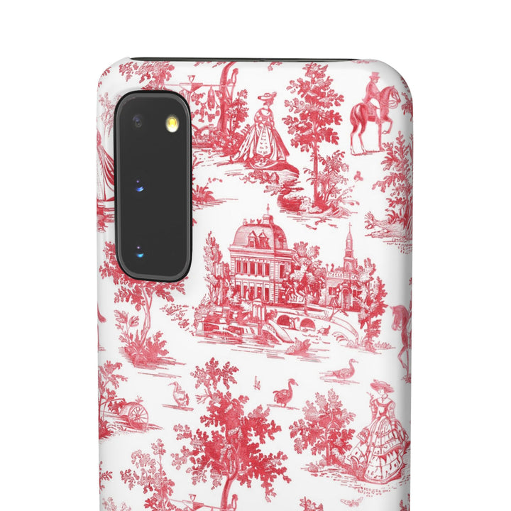 Snap French Toile Personalized Initial Custom Gift for Her Cute Phone Cases for Samsung S24, S23, S22, S21, S20, Plus and Ultra and Iphone, 16, 15, 14, 13, 12, 11. 10 - Studio40ParkLane