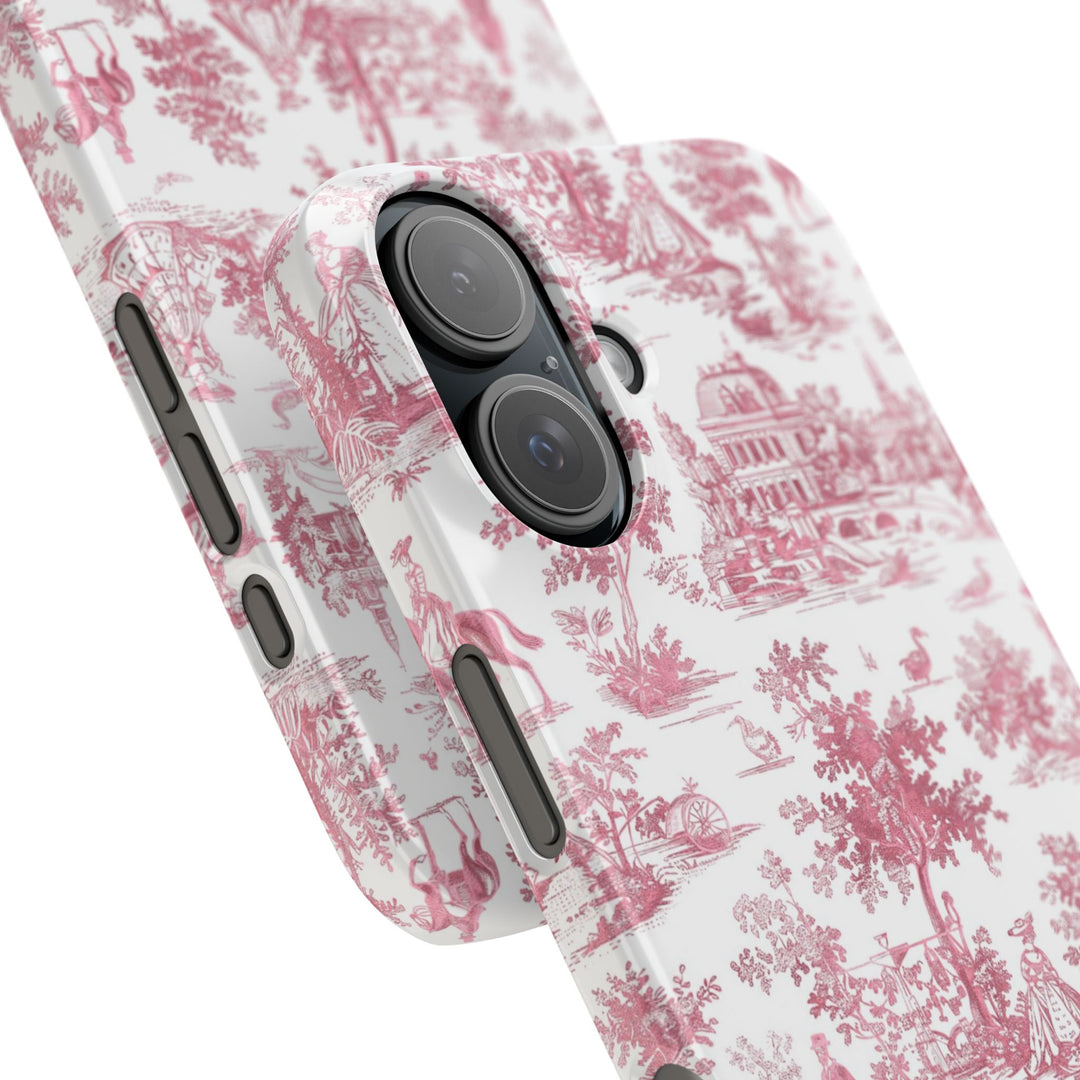 Slim Pink Vintage French Toile Cute Phone Cases for Iphone 16 Pro Max | iPhone 15 Case | iPhone 15 Pro Max Case, Iphone 14, Iphone 14 Pro Max, Iphone 13 12 11 8 7 - Studio40ParkLane