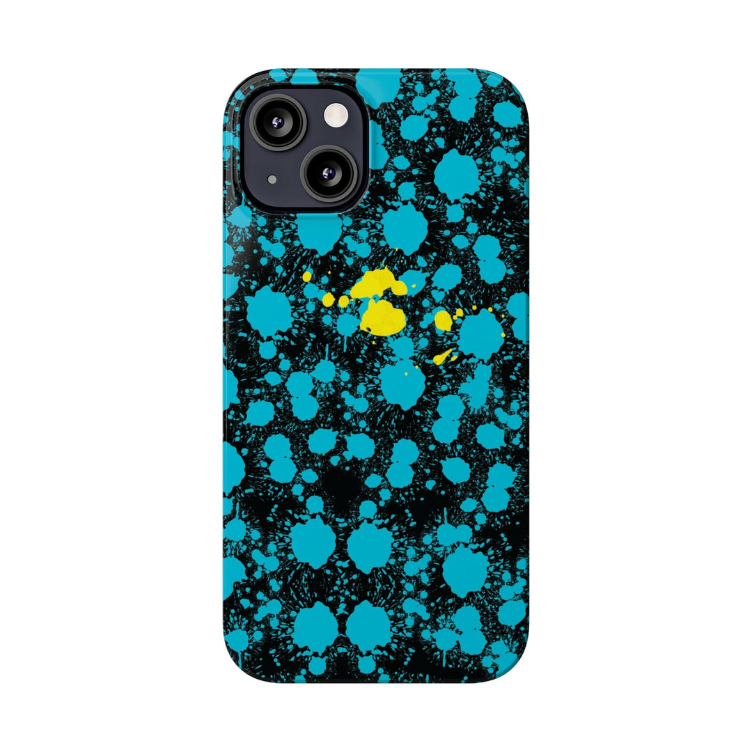 Slim Cute Phone Cases for Iphone - | iPhone 15 Case | iPhone 15 Pro Max Case, Iphone 14 Case, Iphone 14 Pro Max, Iphone 13, Paint Splash Blue Yellow - Studio40ParkLane