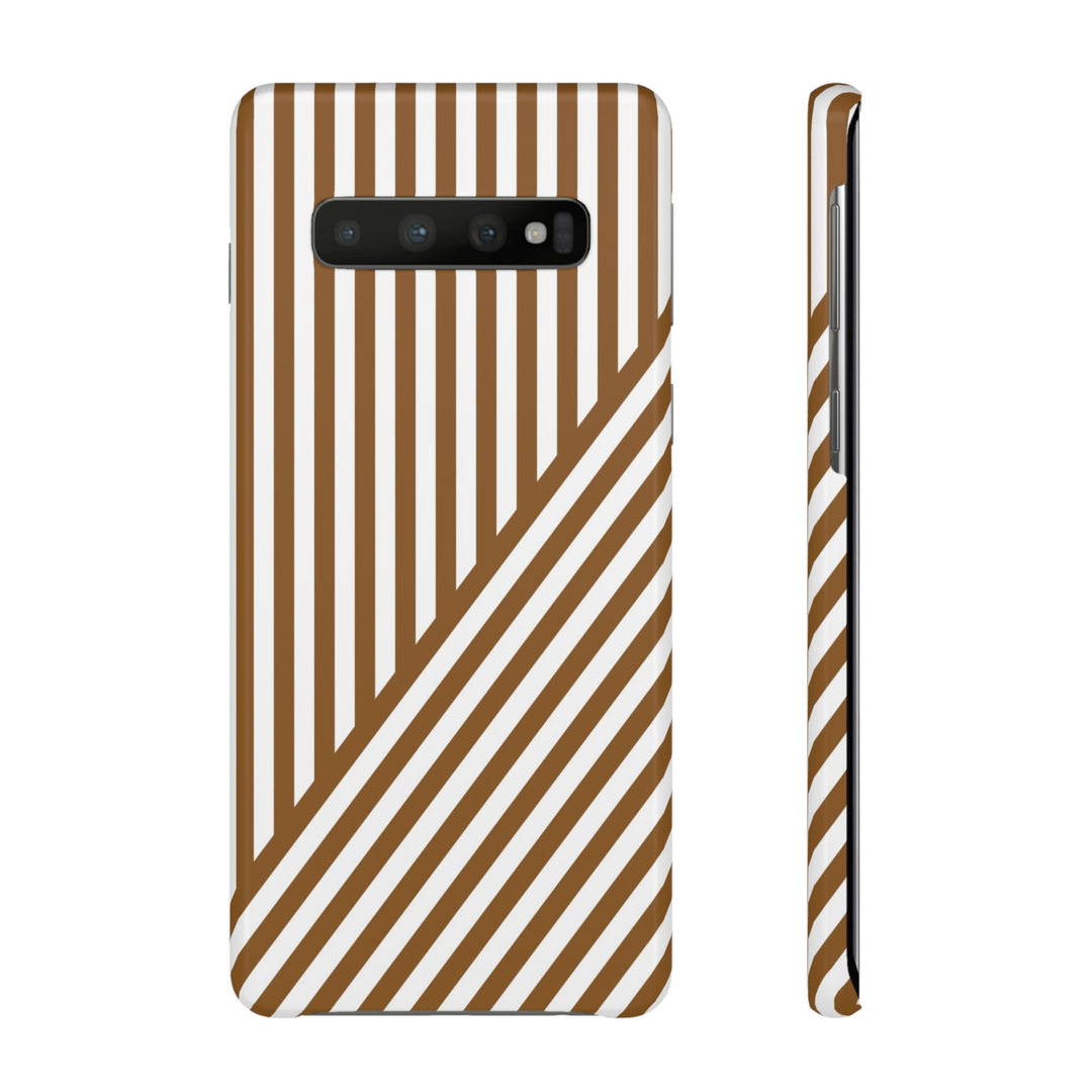 Aesthetic Mocha Brown Stripes Cute Phone Case Sleek Snap - For iPhone 17 Pro Max iPhone 16 Pro iPhone 15 Iphone 14 Plus 13 Pro 12 11 10 Gift - Studio40ParkLane