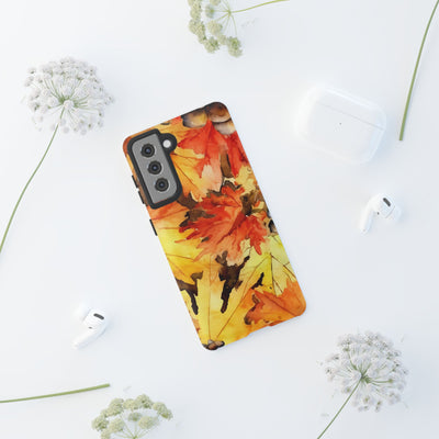 Impact Resistant, Fall Leaves, Cute Phone Cases for Samsung S24, S23, S22, S21, IPhone 15 pro Iphone 14 pro Iphone 13 IPhone 12 Iphone 11