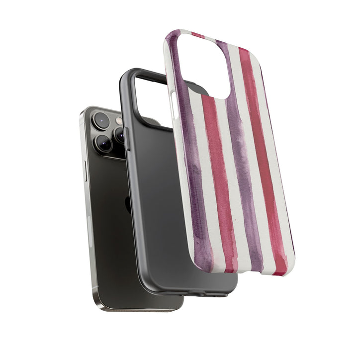 Tough Cute Wine Red Purple Stripes Phone Case, for IPhone 17 Pro Max | Iphone 17 Air, Iphone 16, IPhone 15, 14 13 12, Samsung Galaxy S26, S25, S24, S23 - Studio40ParkLane