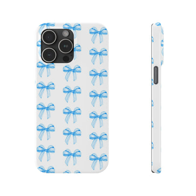 Slim Blue Bows Cute Phone Cases for Iphone 16 Pro Max | iPhone 15 Case | iPhone 15 Pro Max Case, Iphone 14, Iphone 14 Pro Max, Iphone 13 12 11 8 7