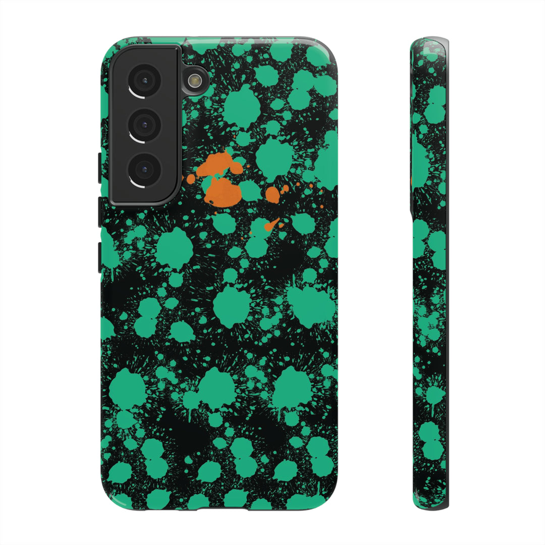 Cute Samsung Phone Case | Aesthetic Samsung Phone Case | Paint Splash Green Orange | Galaxy S23, S22, S21, S20 | Luxury Double Layer | Cool - Studio40ParkLane