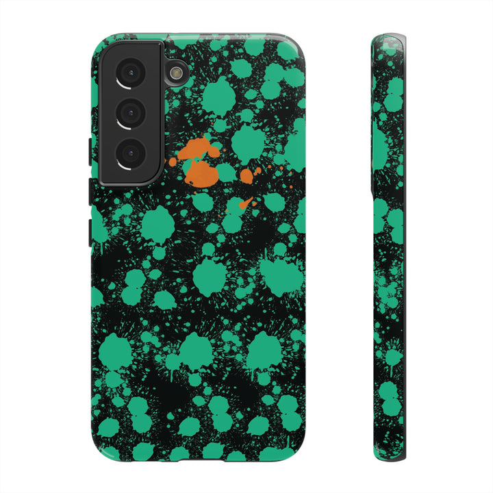 Cute Samsung Phone Case | Aesthetic Samsung Phone Case | Paint Splash Green Orange | Galaxy S23, S22, S21, S20 | Luxury Double Layer | Cool - Studio40ParkLane