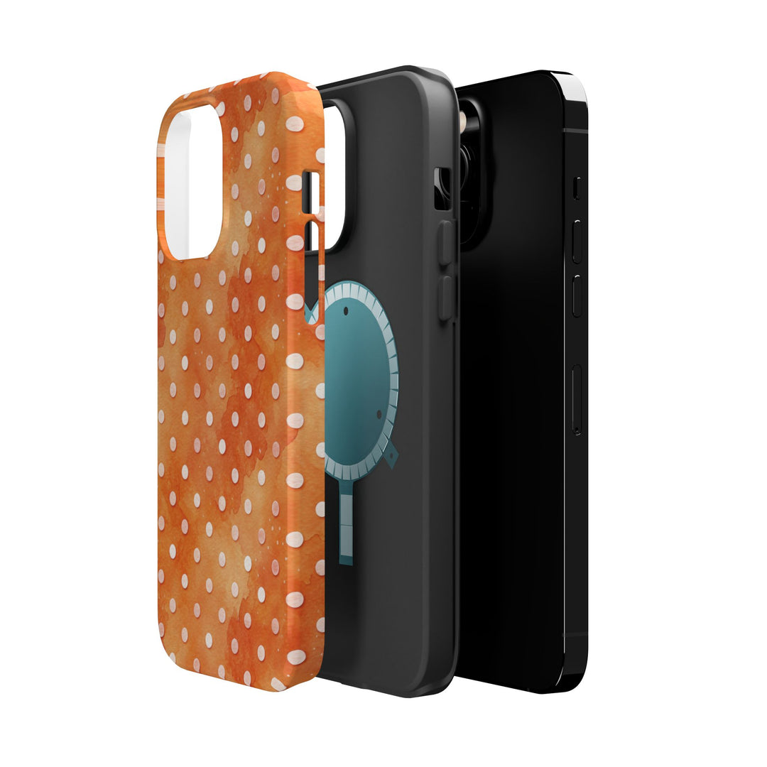Aesthetic Tough Magsafe Orange Polka Dots Phone Case - For iPhone 17 Pro Max iPhone 16 Pro iPhone 15 Iphone 14 Plus 13 Pro 12 11 10 XR - Studio40ParkLane