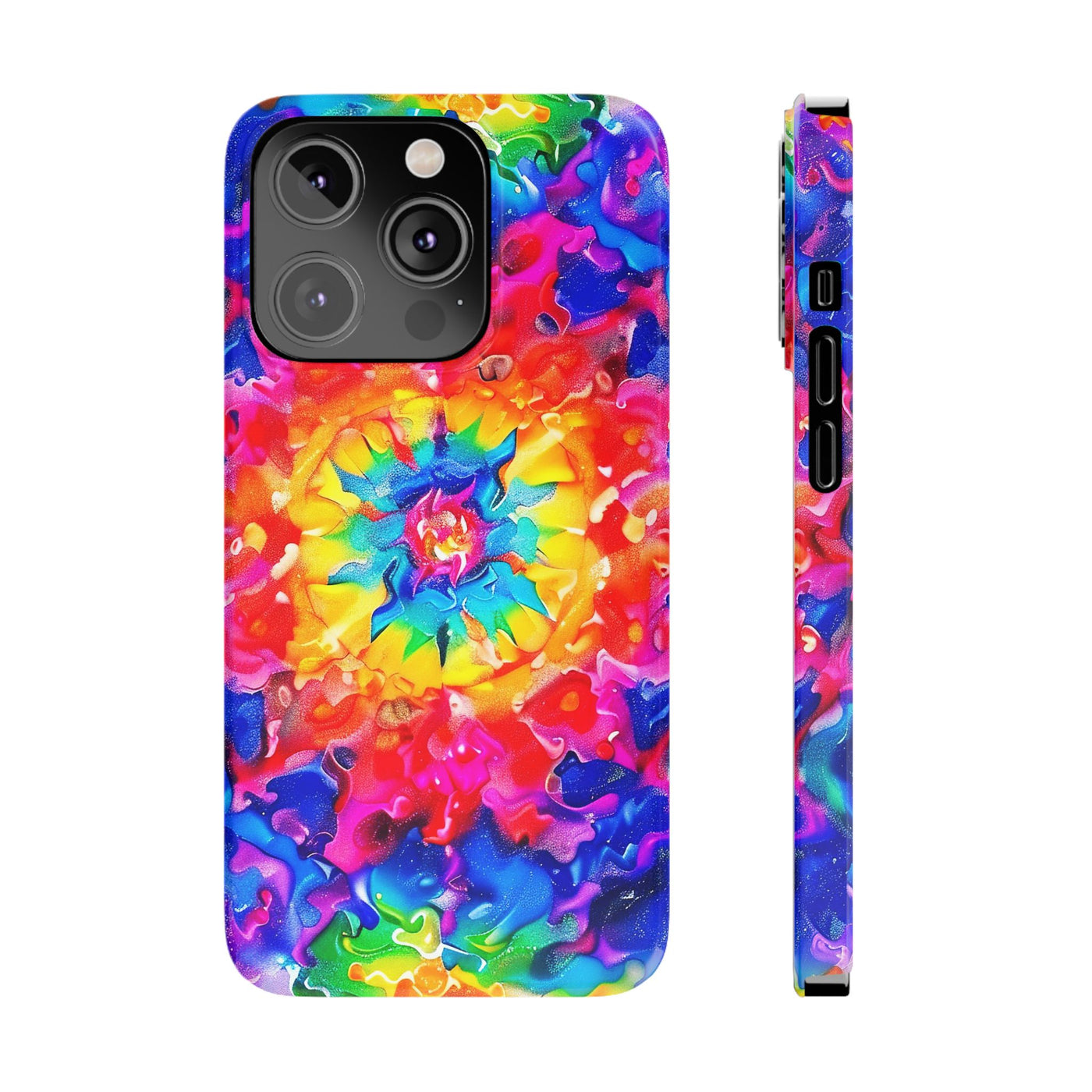 Slim Tie Dye Faux Glitter Gift for Her Cute Phone Cases for Iphone 16 Pro Max | iPhone 15 Case | iPhone 15 Pro Max Case, Iphone 14, Iphone 14 Pro Max, Iphone 13 12 11 8 7