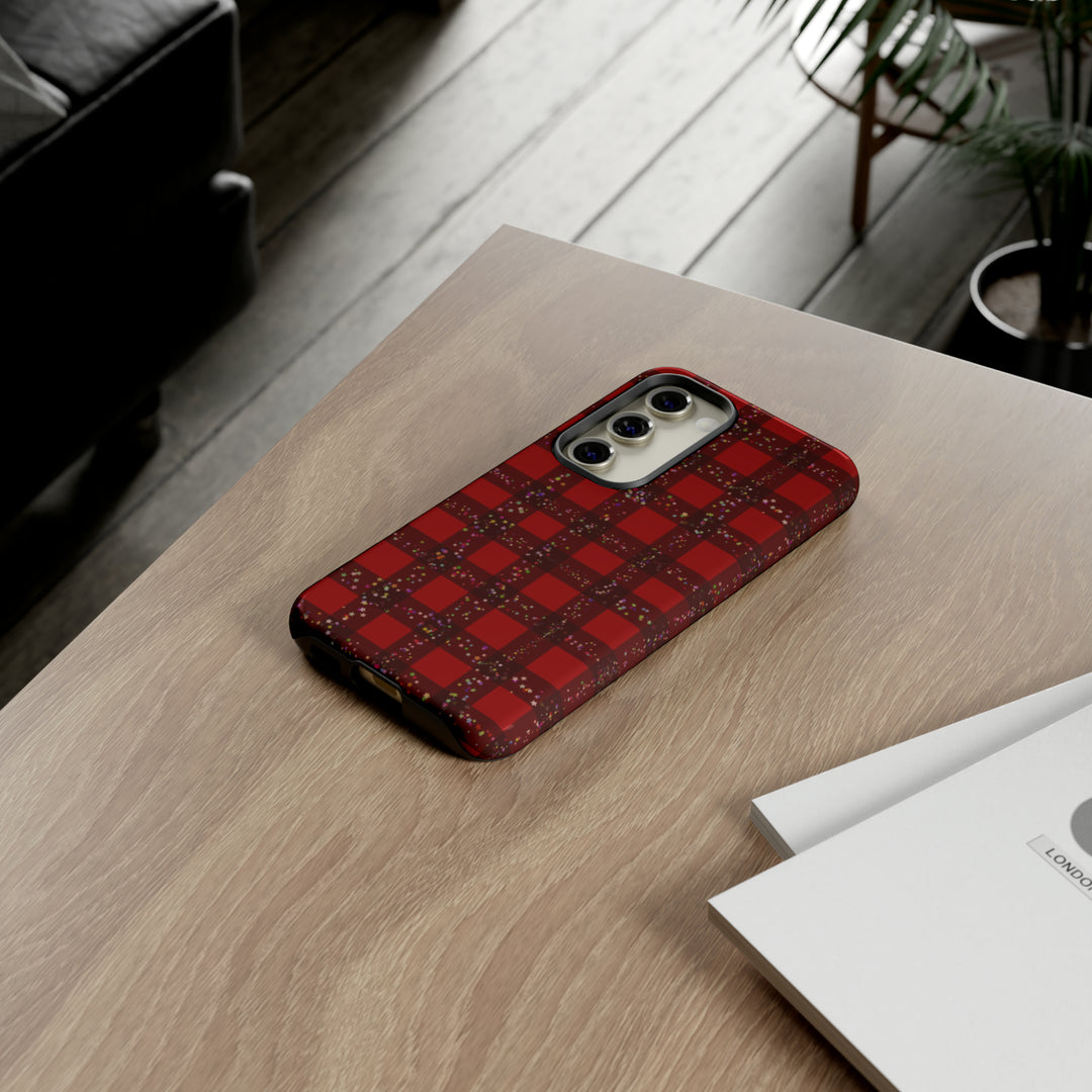 Samsung Phone Cases, Designer Samsung Galaxy S23 Phone Case, Samsung S22 Case, Samsung S21 Case, Samsung S20 Case, Red Festive Plaid - Studio40ParkLane
