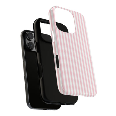 Tough Premium Sweet Pink Stripes Phone Case Gift for Her - For Apple iPhone 16 Pro Max 16e iPhone 15 Pro iPhone Iphone 14 Plus 13 Pro 12 SE XR - Studio40ParkLane