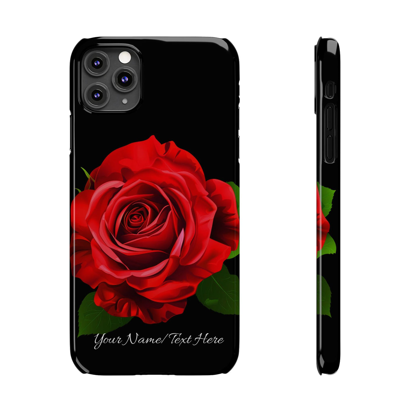 Slim Custom Personalized Red Rose Flowers Gift for Her Cute Phone Cases for Iphone 16 Pro Max | iPhone 15 Case | iPhone 15 Pro Max Case, Iphone 14, Iphone 14 Pro Max, Iphone 13 12 11 8 7