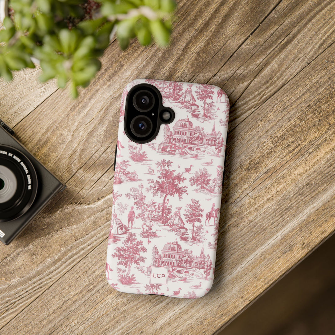 Personalized Custom French Toile Tough Cute Phone Case For Apple iPhone 18, 17, 16, 15 14, Pro Max, Samsung Galaxy S26, S25, S24 Plus Ultra