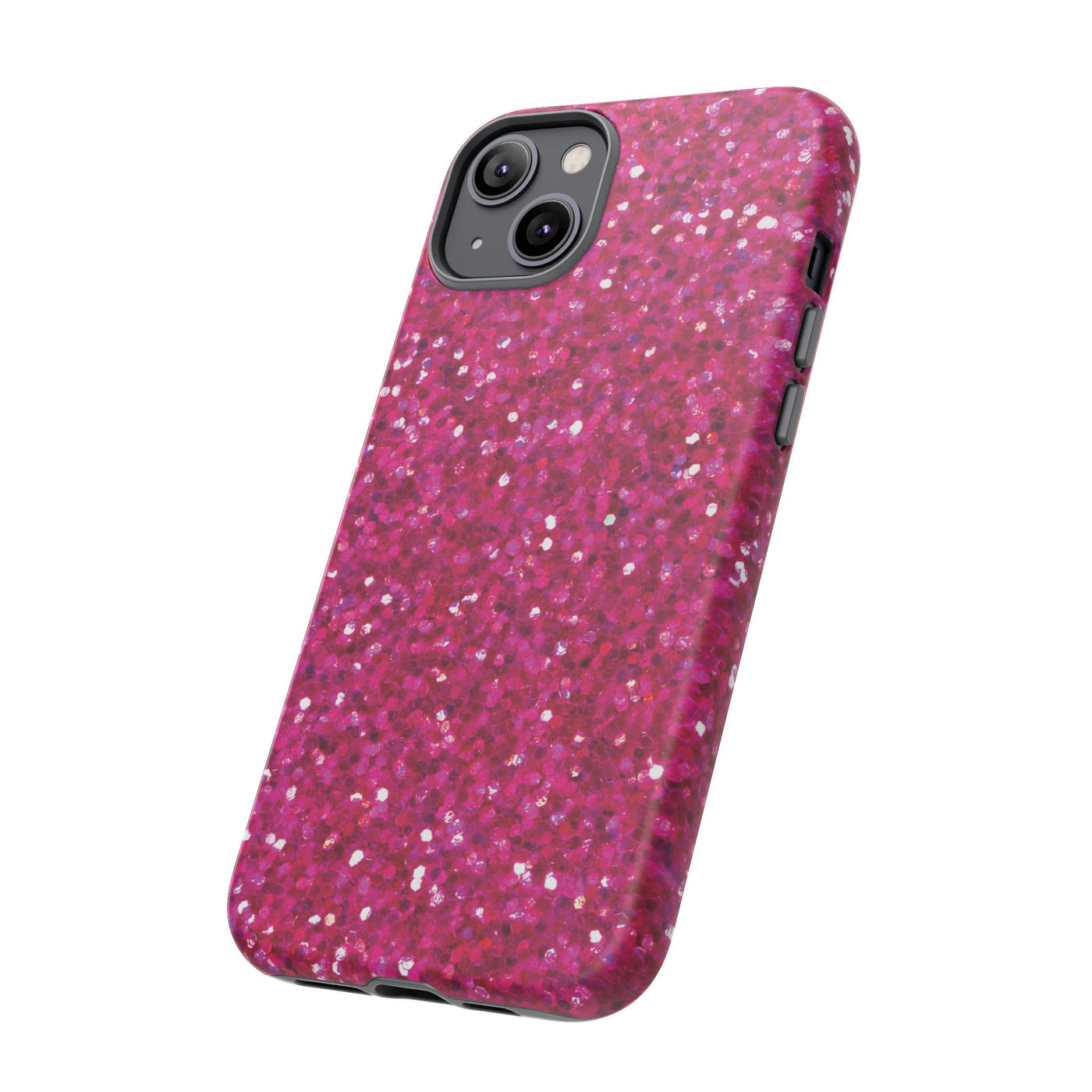 Chic Pink Faux Play on Glitter Effect Cute Phone Case, for IPhone 16 pro Max | Iphone 15, Iphone 14, IPhone 13 Case, 11 8 7, Samsung Galaxy S24, S23, S22, S21, 2 Layer Protection