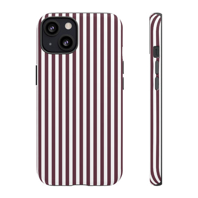 Tough Premium Burgundy Stripes Phone Case Gift for Her - For Apple iPhone 16 Pro Max 16e iPhone 15 Pro iPhone Iphone 14 Plus 13 Pro 12 SE XR - Studio40ParkLane