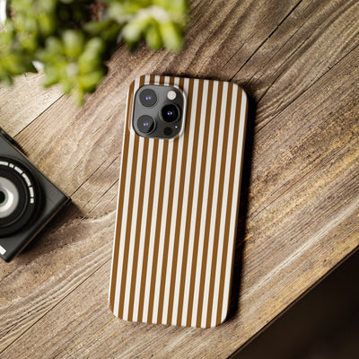 Slim Mocca Brown Striped Cute Phone Case for Iphone 16 - | iPhone 15 Pro Max Case | iPhone 14 Case Iphone 13 12 11 10 9 8 7 XS X Gift for Her - Studio40ParkLane