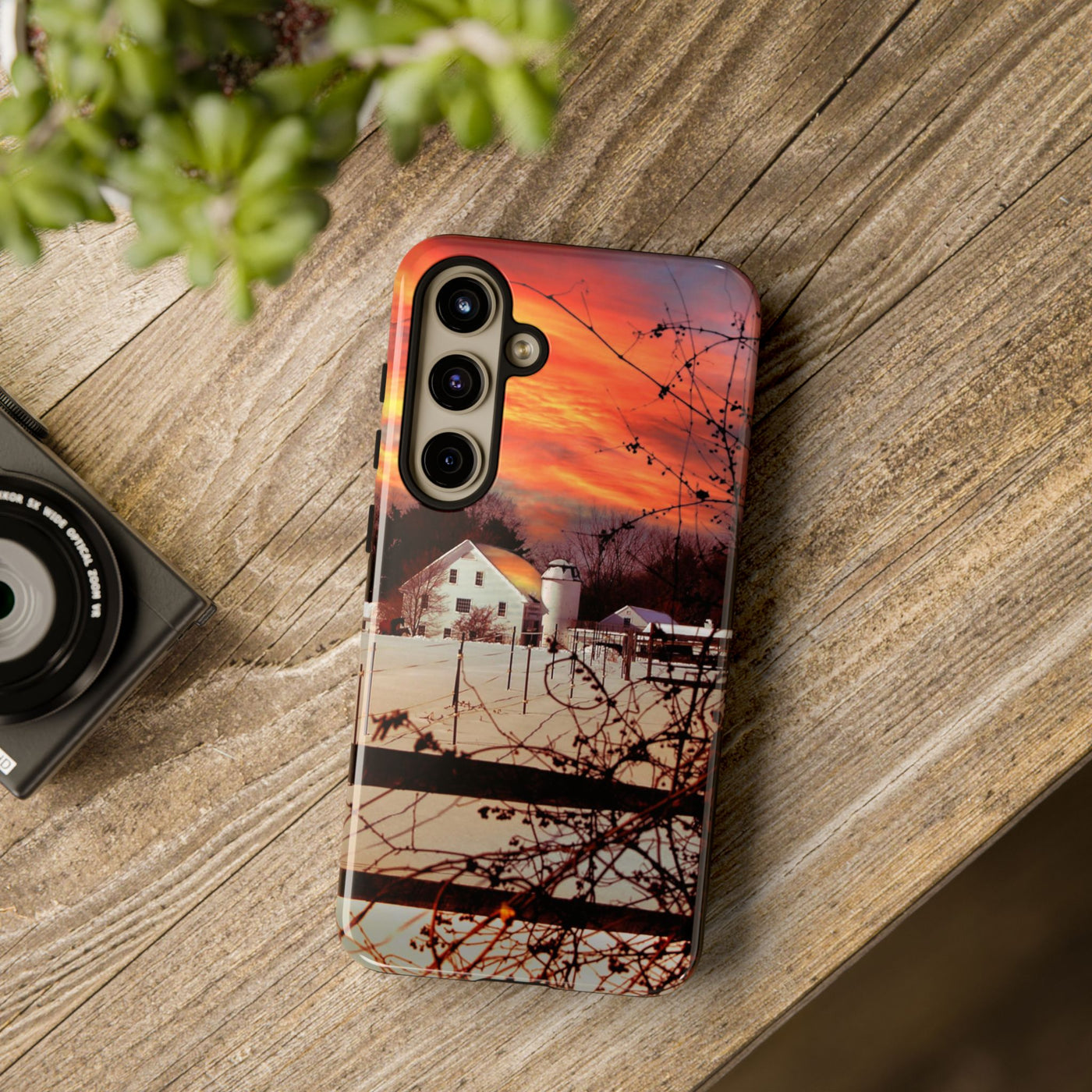 Impact Resistant, Winter Sunset Cute Phone Cases for Samsung S24, S23, S22, S21, IPhone 15 pro Iphone 14 pro Iphone 13 IPhone 12 Iphone 11