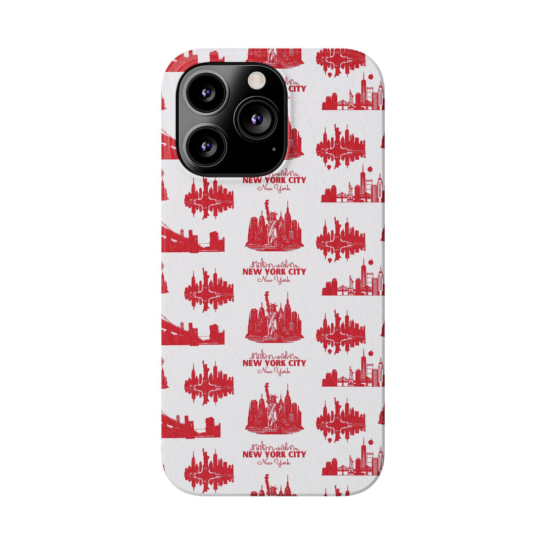 Slim New York Skyline Red Collage Coquette Gift for Her Cute Phone Cases for Iphone 16 Pro Max | iPhone 15 Case | iPhone 15 Pro Max Case, Iphone 14, Iphone 14 Pro Max, Iphone 13 12 11 8 7 - Studio40ParkLane