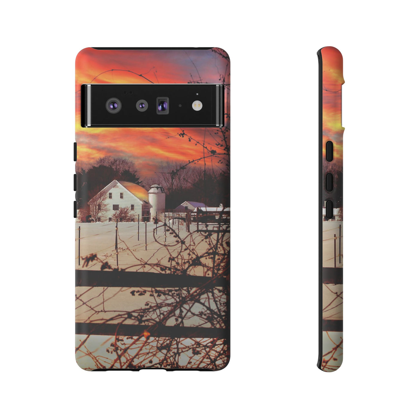 Impact Resistant, Winter Sunset Cute Phone Cases for Samsung S24, S23, S22, S21, IPhone 15 pro Iphone 14 pro Iphone 13 IPhone 12 Iphone 11