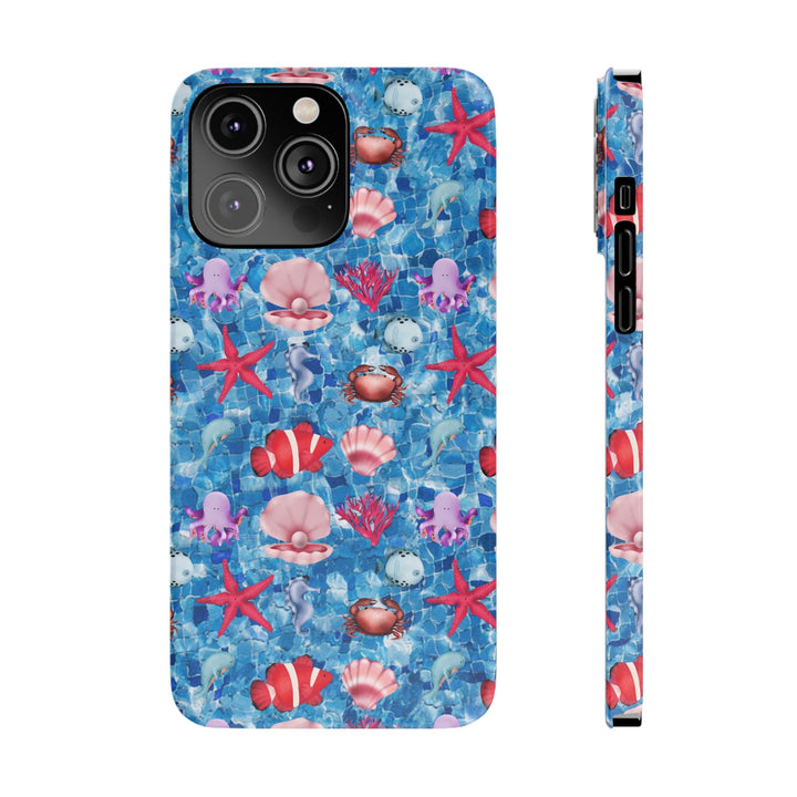 Slim Cute Phone Cases for Iphone - | iPhone 15 Case | iPhone 15 Pro Max Case, Iphone 14 Case, Iphone 14 Pro Max, Iphone 13, Blue Red Under Sea - Studio40ParkLane