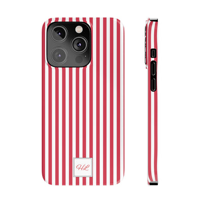 Slim Custom Personalized Winterberry Red Striped Phone Case for Iphone 17 - | iPhone 16 Pro Max Case | iPhone 15 Case Iphone 14 13 12 11 10 9 8 - Studio40ParkLane