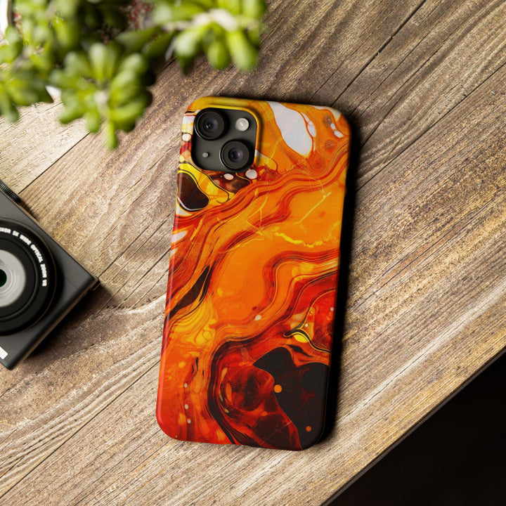 Slim Cute Phone Cases for Iphone - | iPhone 15 Case | iPhone 15 Pro Max Case, Iphone 14 Case, Iphone 14 Pro Max, Iphone 13, Marble Orange Yellow - Studio40ParkLane