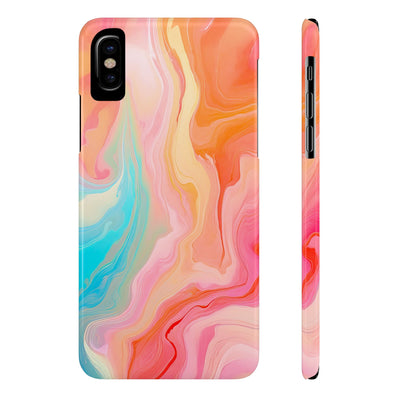 Slim Blue Pink Orange Marbled Cute Phone Cases for Iphone 16 Pro Max | iPhone 15 Case | iPhone 15 Pro Max Case, Iphone 14, Iphone 14 Pro Max, Iphone 13 12 11 8 7