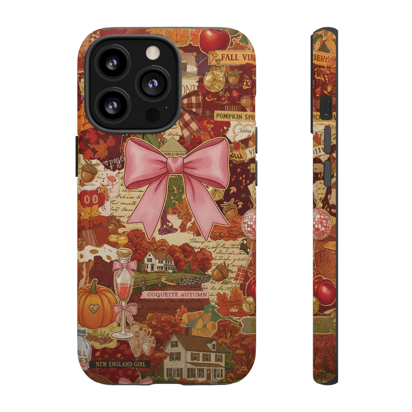 New England Fall Coquette Collage Tough Premium Phone Case - For iPhone 16 Pro Max iPhone 15 Pro iPhone Iphone 14 Plus 13 Pro 12 11 10 XR XS