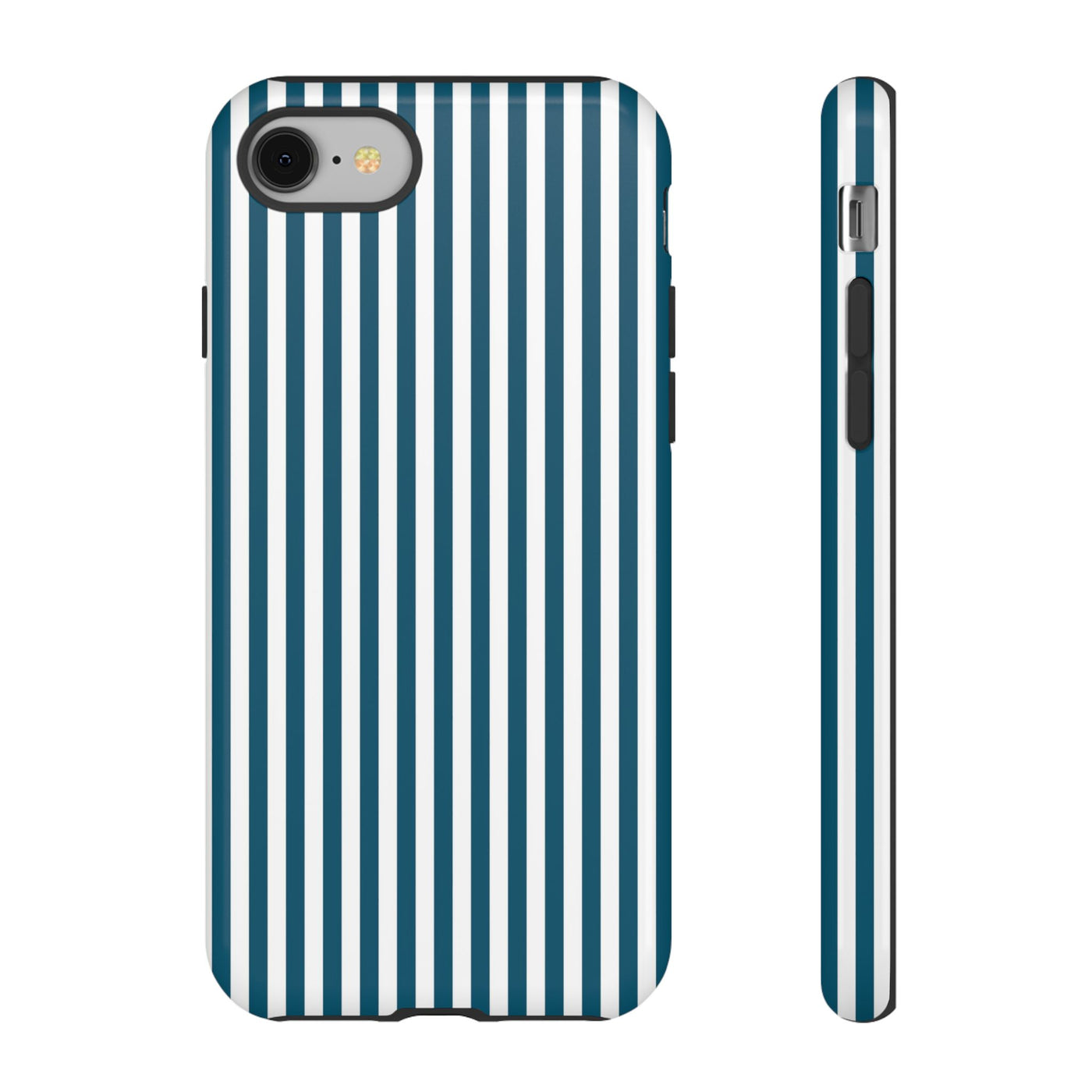 Tough Premium Teal Blue Stripes Phone Case Gift for Her - For Apple iPhone 16 Pro Max 16e iPhone 15 Pro iPhone Iphone 14 Plus 13 Pro 12 SE XR - Studio40ParkLane