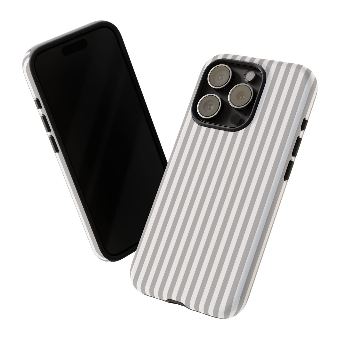 Tough Premium Ash Grey Stripes Phone Case Gift for Her - For Apple iPhone 16 Pro Max 16e iPhone 15 Pro iPhone Iphone 14 Plus 13 Pro 12 SE XR - Studio40ParkLane