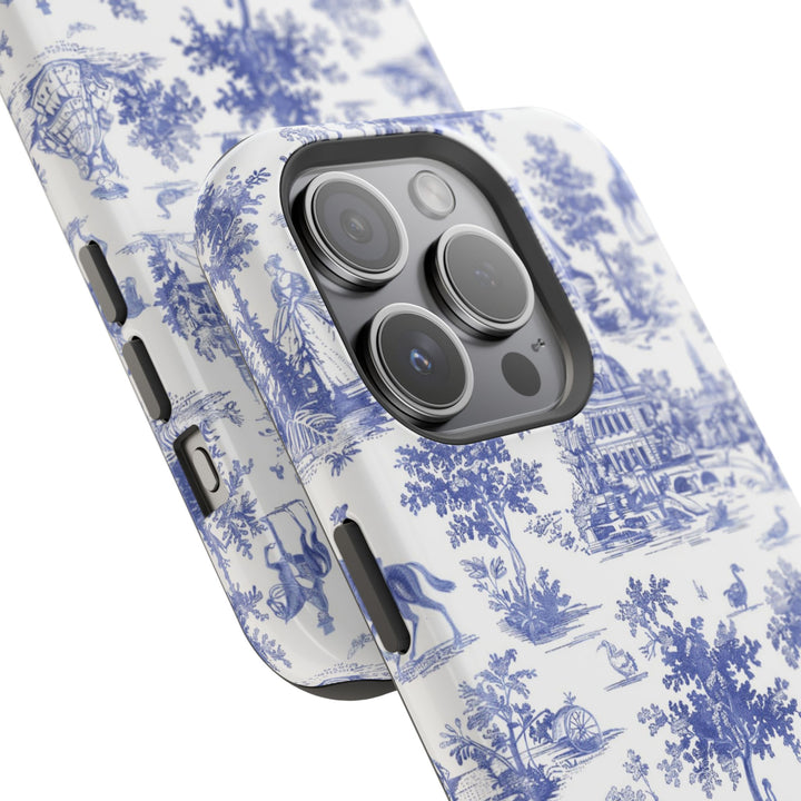 Blue Toile Magnetic Impact-Resistant Cute Phone Case for Iphone 16, iPhone 15 Pro Max Plus 14, 13, 12, 11 Gift for her - Studio40ParkLane