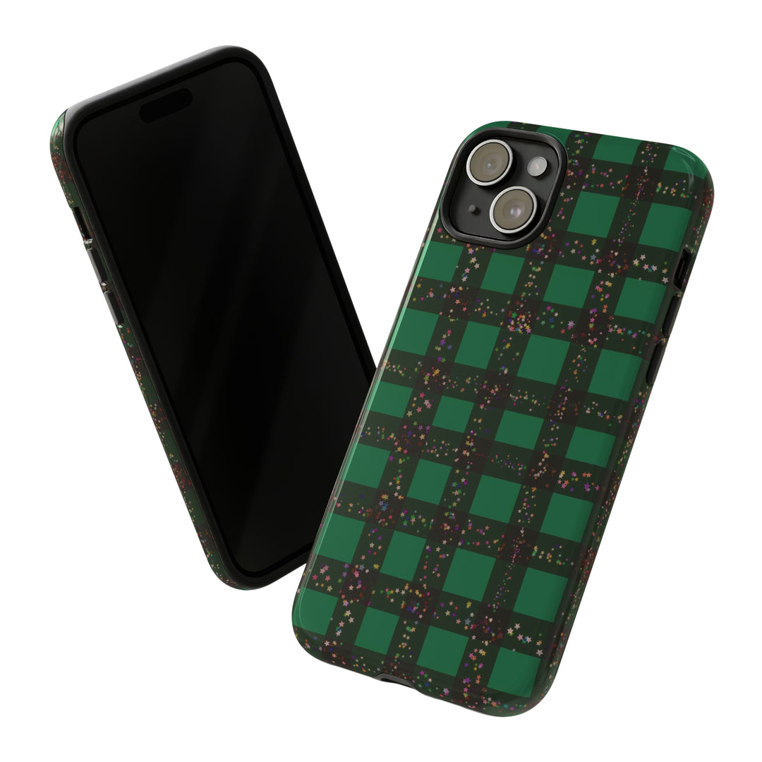 Cute IPhone Case | iPhone 15 Case | iPhone 15 Pro Max Case, Iphone 14 Case, Iphone 14 Pro Max Case IPhone Case for Art Lovers, Green Festive Plaid - Studio40ParkLane