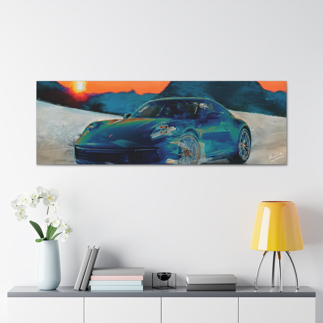 Porsche Wall Art on Canvas Print Gallery Wrapped - Gorgeous Porsche 911 Carrera Wall Art - Set in the mountains with a Sunset - Home Decor - Studio40ParkLane