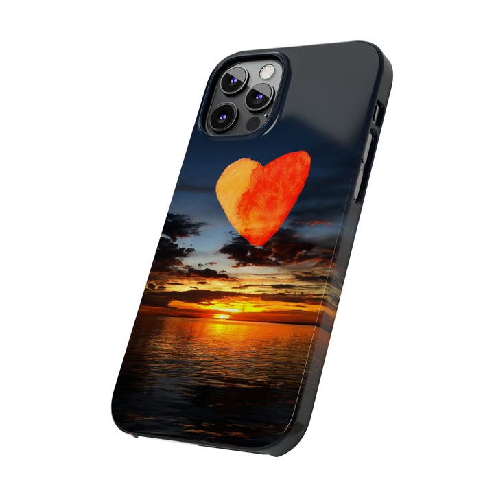 Slim Cute Phone Cases for Iphone - | iPhone 15 Case | iPhone 15 Pro Max Case, Iphone 14 Case, Iphone 14 Pro Max, Iphone 13, Rising Heart Sunset - Studio40ParkLane