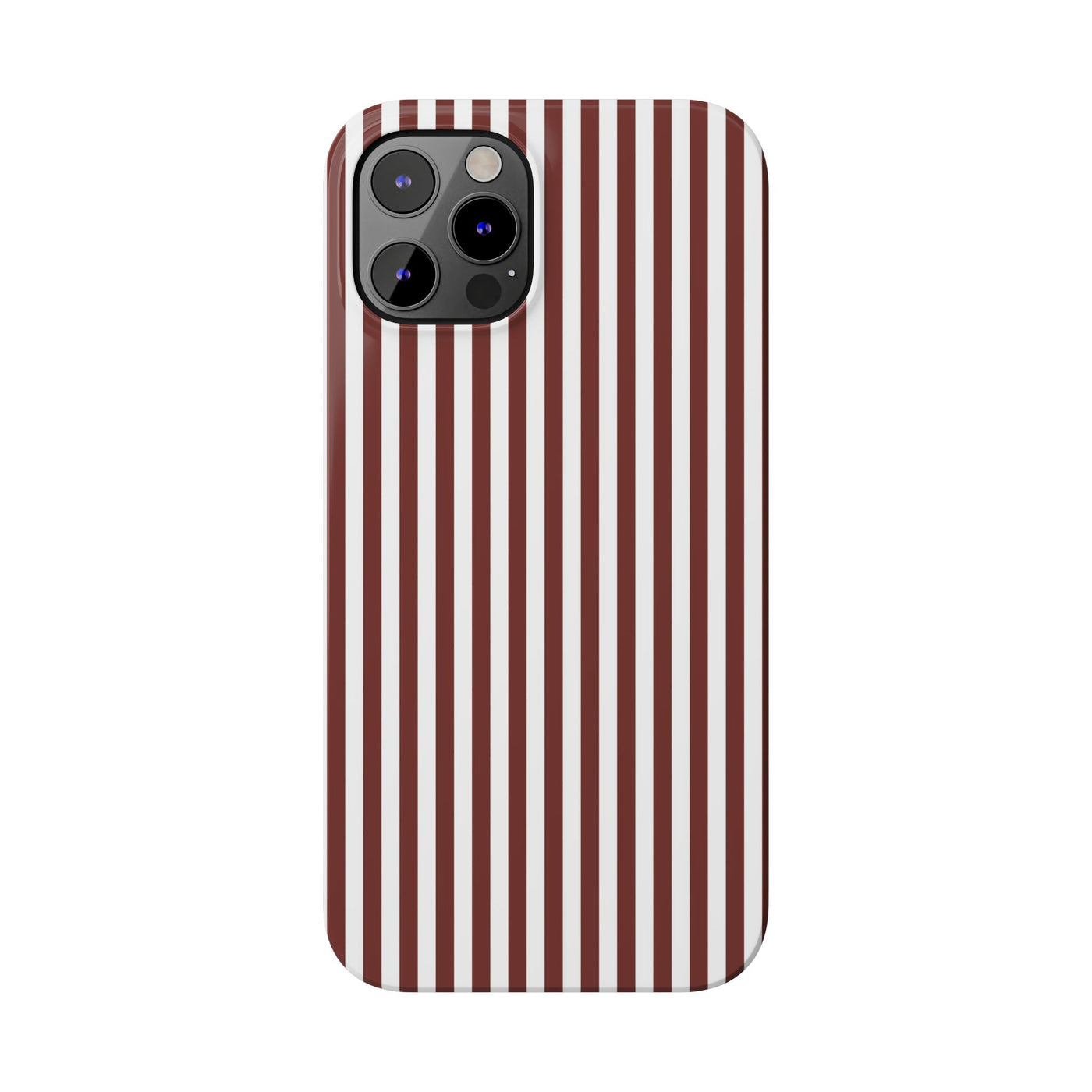 Slim Chocolate Brown Striped Cute Phone Case for Iphone 16 - | iPhone 15 Pro Max Case | iPhone 14 Case Iphone 13 12 11 10 9 8 7 Gift for Her - Studio40ParkLane