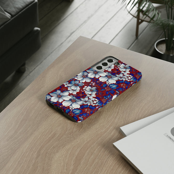 Cute Samsung Phone Case | Aesthetic Samsung Phone Case | Galaxy S23, S22, S21, S20 | Red Blue Flowers, Protective Phone Case - Studio40ParkLane