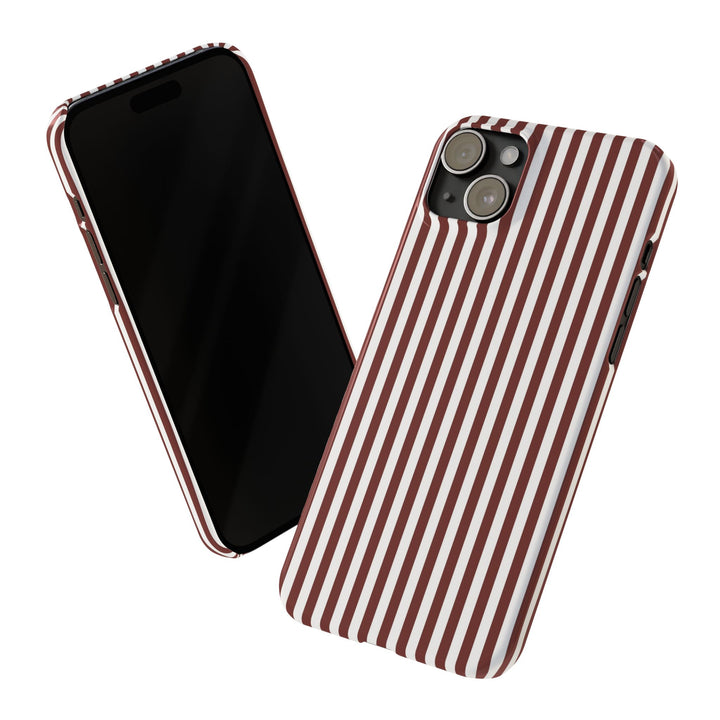 Slim Chocolate Brown Striped Cute Phone Case for Iphone 16 - | iPhone 15 Pro Max Case | iPhone 14 Case Iphone 13 12 11 10 9 8 7 Gift for Her - Studio40ParkLane