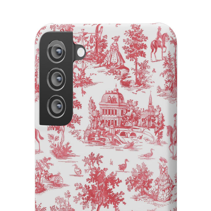 Snap French Toile Personalized Initial Custom Gift for Her Cute Phone Cases for Samsung S24, S23, S22, S21, S20, Plus and Ultra and Iphone, 16, 15, 14, 13, 12, 11. 10 - Studio40ParkLane