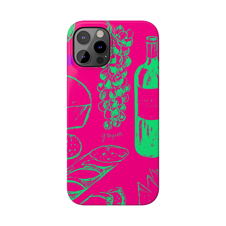 Slim French Food Wine Pink Green Cute Phone Cases for Iphone | iPhone 15 Case | iPhone 15 Pro Max Case, Iphone 14, Iphone 14 Pro Max, Iphone 13, - Studio40ParkLane