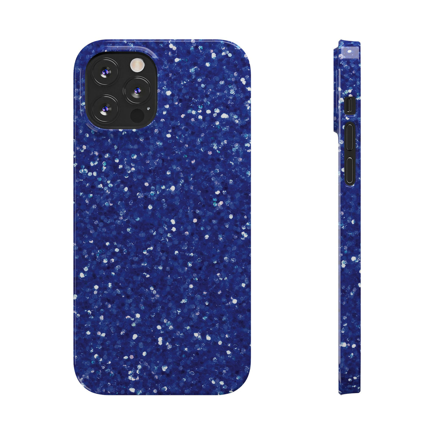 Slim Blue Muted Faux Play on Glitter Effect Cute Phone Cases for Iphone 16 Pro Max | iPhone 15 Case | iPhone 15 Pro Max Case, Iphone 14, Iphone 14 Pro Max, Iphone 13 12 11 8 7