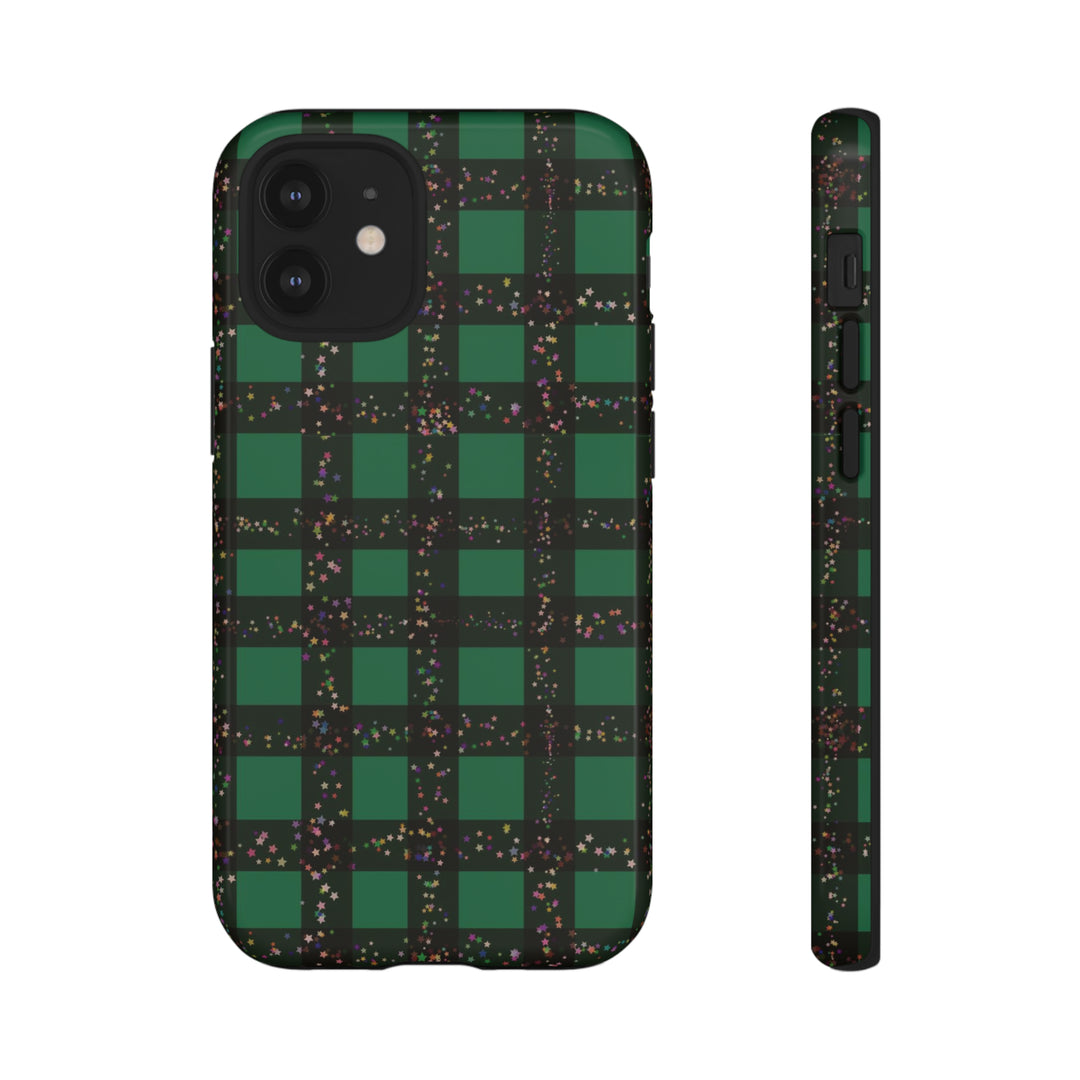 Cute IPhone Case | iPhone 15 Case | iPhone 15 Pro Max Case, Iphone 14 Case, Iphone 14 Pro Max Case IPhone Case for Art Lovers, Green Festive Plaid - Studio40ParkLane