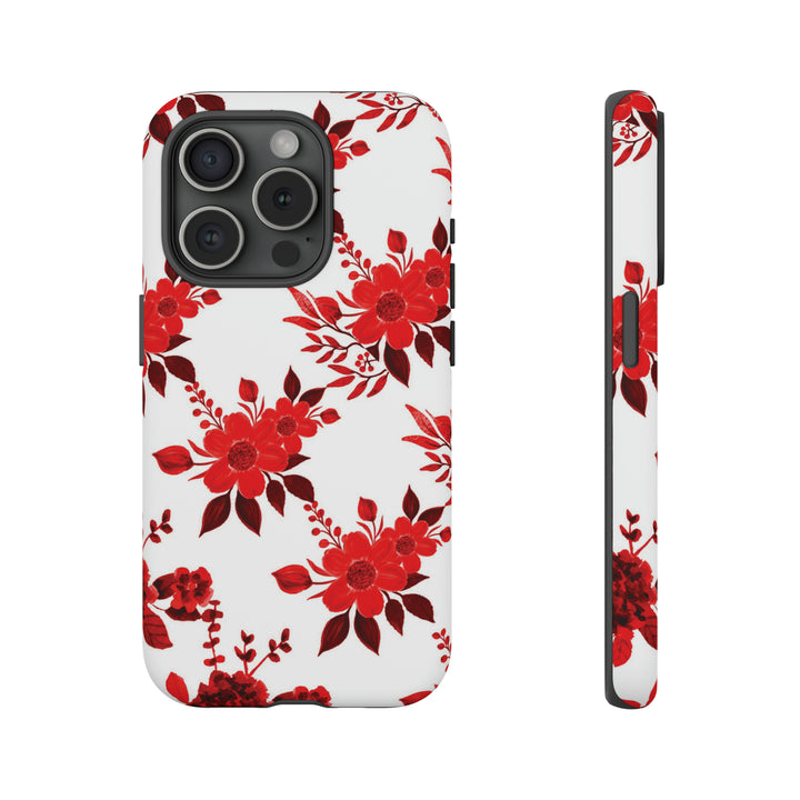 Cute IPhone Case | Red White Flowers, iPhone 15 Case | iPhone 15 Pro Case, Iphone 14 Case, Iphone 14 Pro Max Case, Protective Iphone Case - Studio40ParkLane