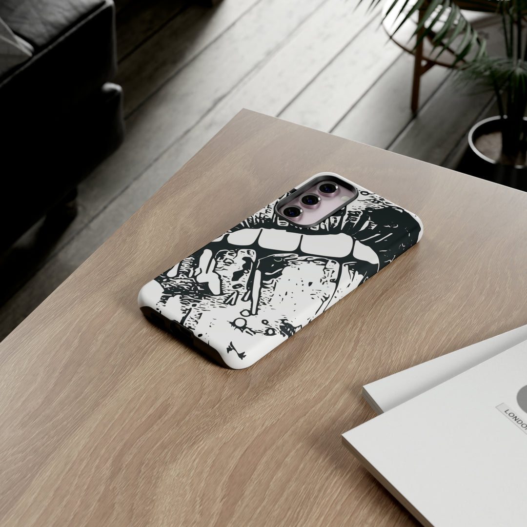Cute Samsung Phone Case | Aesthetic Samsung Phone Case | Smile Lips Black White | Galaxy S23, S22, S21, S20 | Luxury Double Layer | Cool - Studio40ParkLane