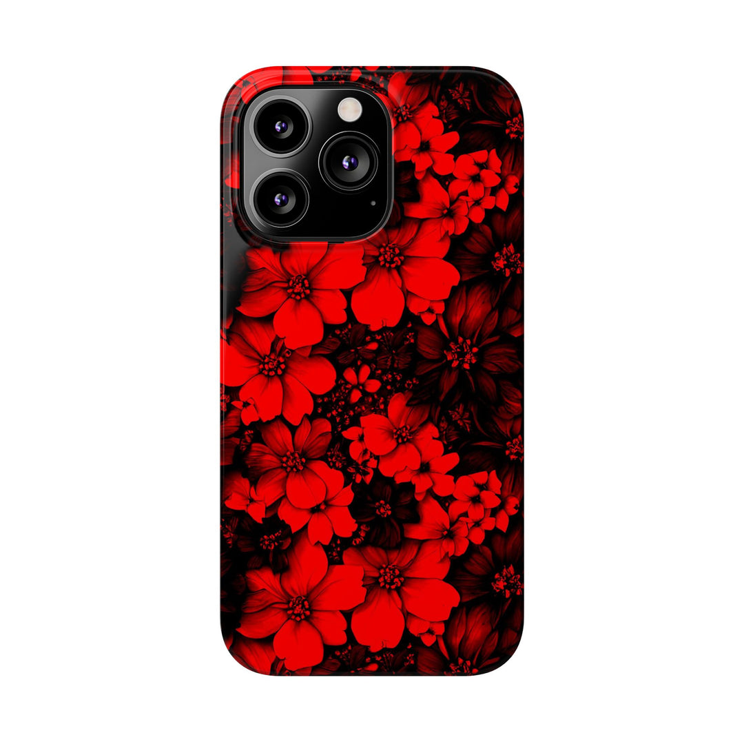 Slim Cute Phone Cases for Iphone - | iPhone 15 Case | iPhone 15 Pro Max Case, Iphone 14 Case, Iphone 14 Pro Max, Iphone 13, Red Black Flowers - Studio40ParkLane