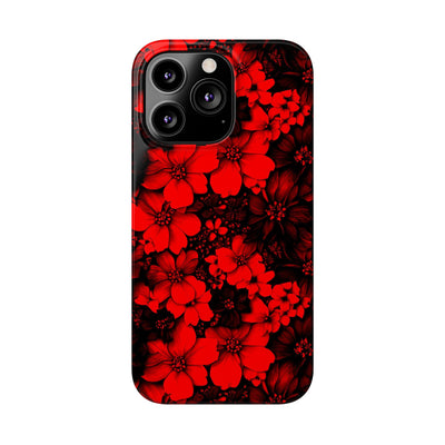 Slim Cute iPhone Cases - | iPhone 15 Case | iPhone 15 Pro Max Case, Iphone 14 Case, Iphone 14 Pro Max, Iphone 13, Red Black Flowers