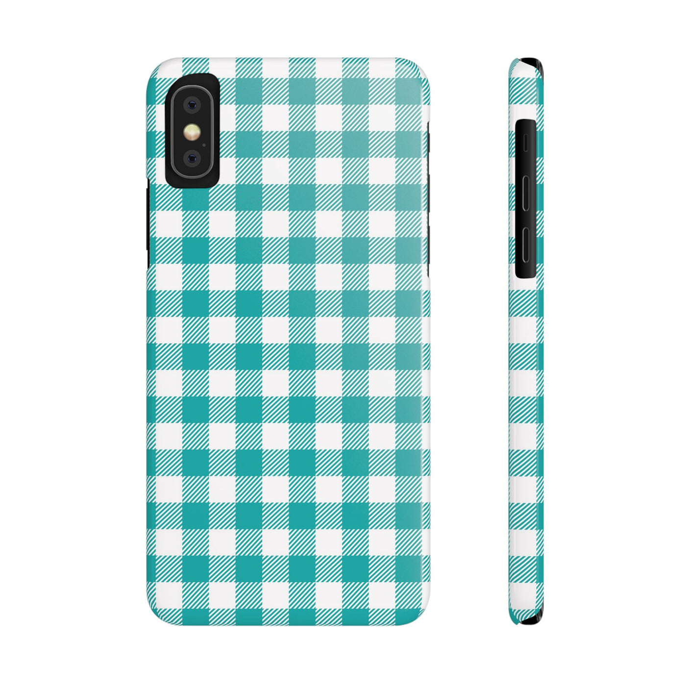 Slim Turquoise Gingham Gift for Her Cute Phone Cases for Iphone 16 Pro Max | iPhone 15 Case | iPhone 15 Pro Max Case, Iphone 14, 13, 12, 11, 10, 8, 7