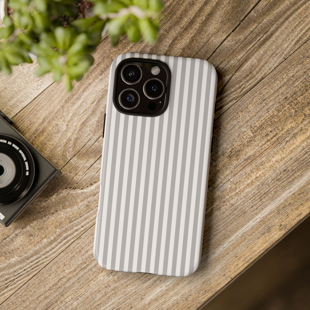 Tough Premium Ash Grey Stripes Phone Case Gift for Her - For Apple iPhone 16 Pro Max 16e iPhone 15 Pro iPhone Iphone 14 Plus 13 Pro 12 SE XR - Studio40ParkLane