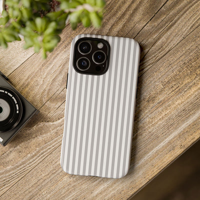 Tough Premium Ash Grey Stripes Phone Case Gift for Her - For Apple iPhone 16 Pro Max 16e iPhone 15 Pro iPhone Iphone 14 Plus 13 Pro 12 SE XR - Studio40ParkLane