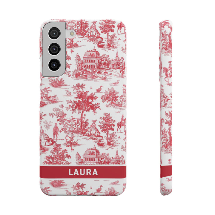 Snap French Toile Personalized Initial Custom Gift for Her Cute Phone Cases for Samsung S24, S23, S22, S21, S20, Plus and Ultra and Iphone, 16, 15, 14, 13, 12, 11. 10 - Studio40ParkLane